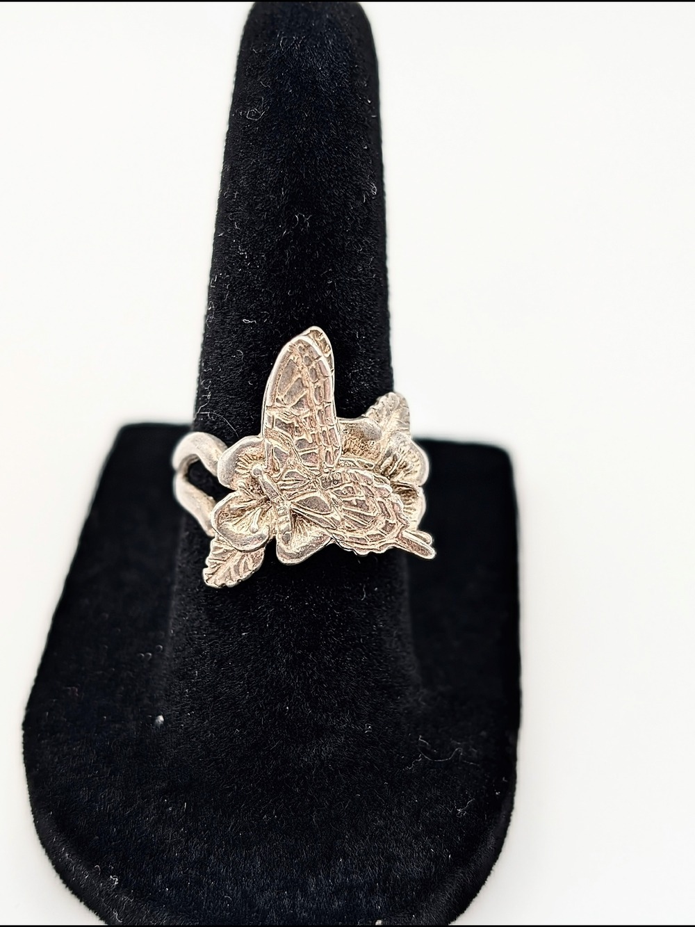 Handmade Sterling Silver Butterfly Floral Design Ring